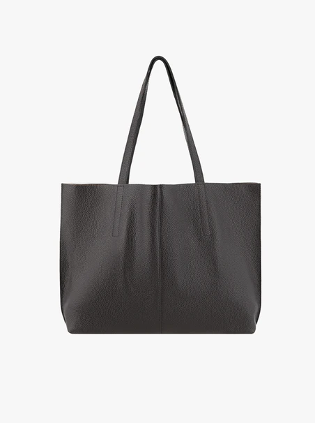 Dunkelbraune Leder-Shopper-Tasche