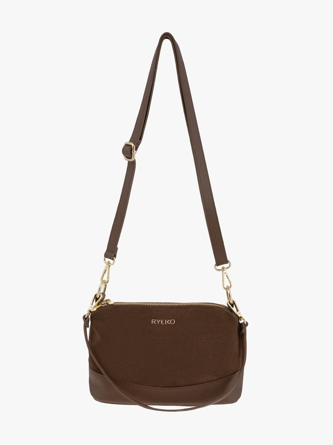 Handtasche aus hellbraunem Leder und Velours