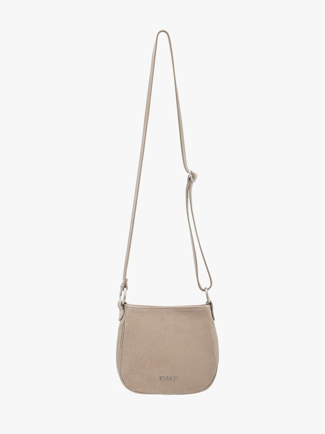 Beigefarbene Handtasche aus Leder und Velours