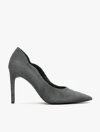 Graphitfarbene Stiletto-Pumps aus Veloursleder
