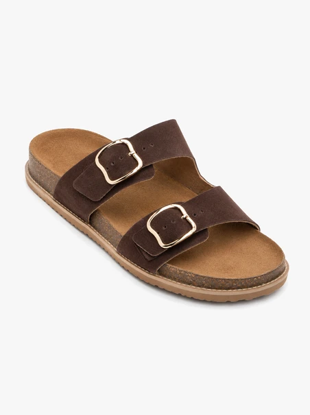 Kastanienbraune Flip-Flops mit zwei Riemen