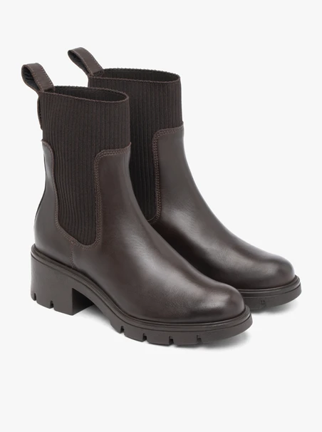 Dunkelbraune Stiefeletten mit Rippbündchen