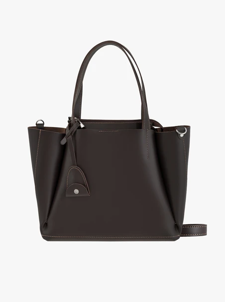Dunkelbraune A4-Lederhandtasche