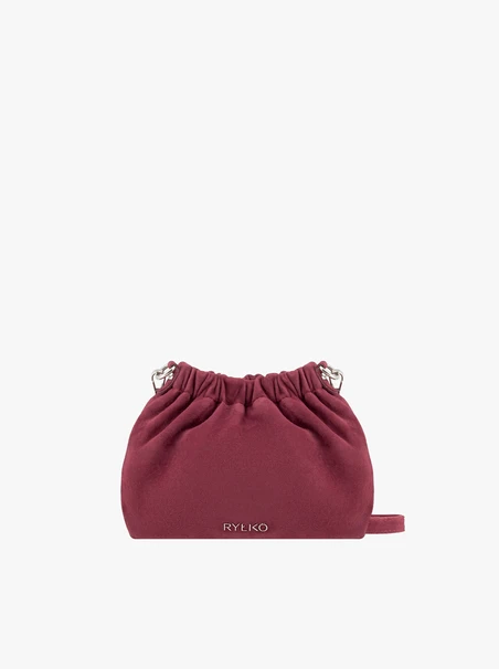 Burgunderrote Beuteltasche aus Veloursleder