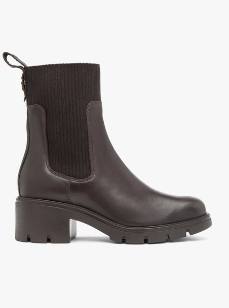 Dunkelbraune Stiefeletten mit Rippbündchen
