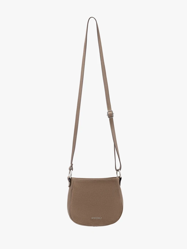 Handtasche aus dunkelbeigem Leder und Velours