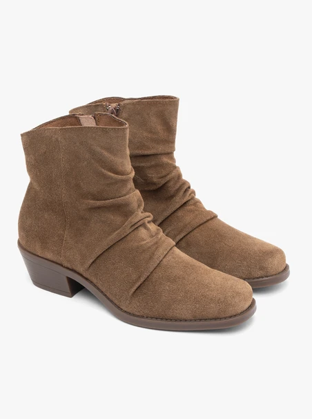 Dunkelbeige geknitterte Cowboystiefel