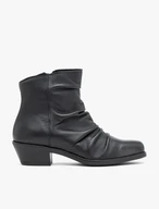 Schwarze, geraffte Stiefeletten