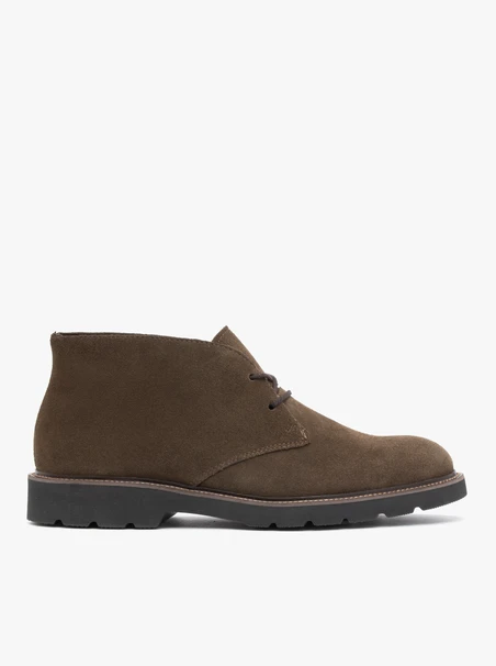 Stiefel aus olivfarbenem Veloursleder