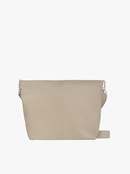 Dunkelbeige Lederhandtasche mit Besatz