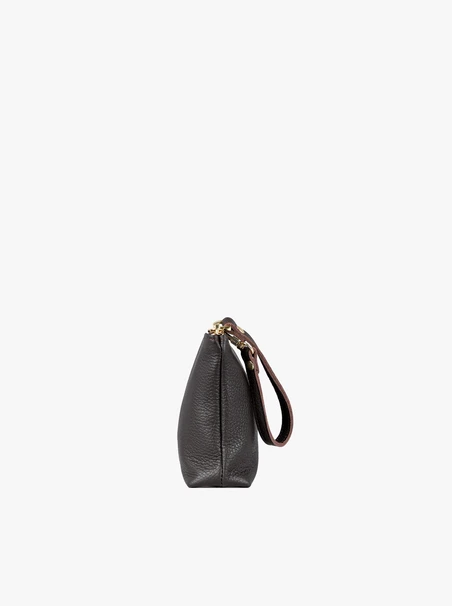 Dunkelbraune Kosmetiktasche aus Glattleder