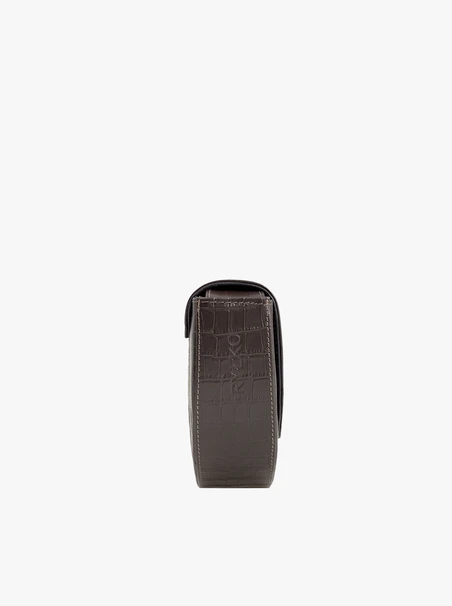 Braune Handtasche im Crescent-Design aus Krokodilleder