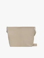 Dunkelbeige Lederhandtasche mit Besatz