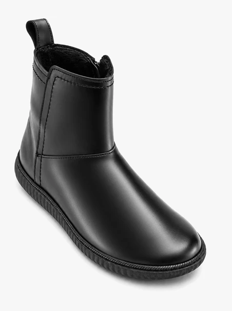 Schwarze Schneestiefel aus Glattleder