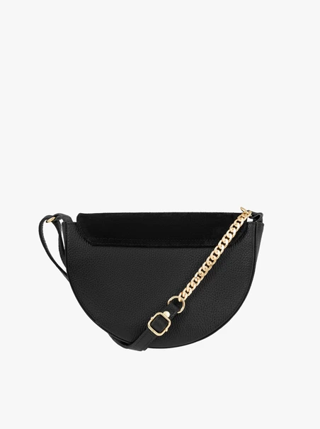Schwarze Lederhandtasche mit Schnallenverschluss
