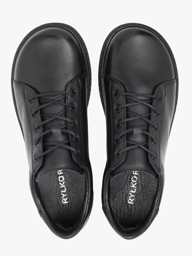 Schwarze Sporthalbschuhe aus Leder