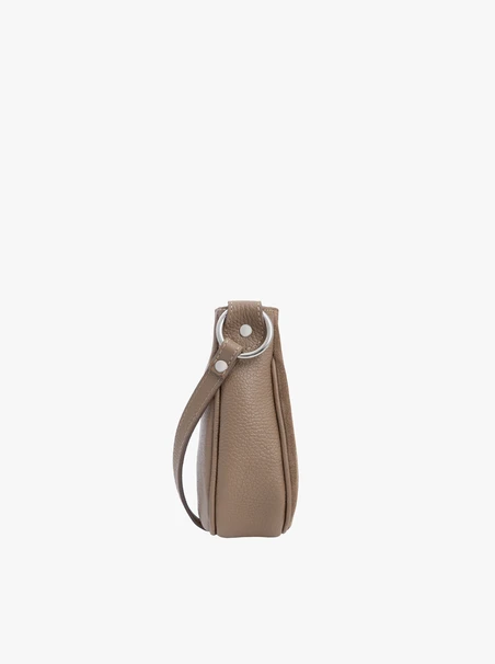 Handtasche aus dunkelbeigem Leder und Velours