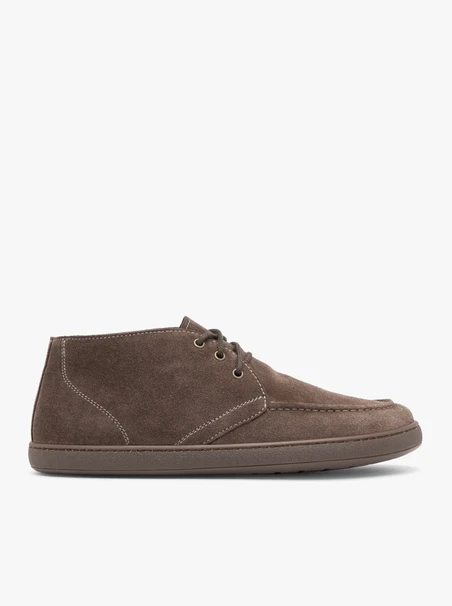 Graue Barfuß-Stiefel aus Veloursleder