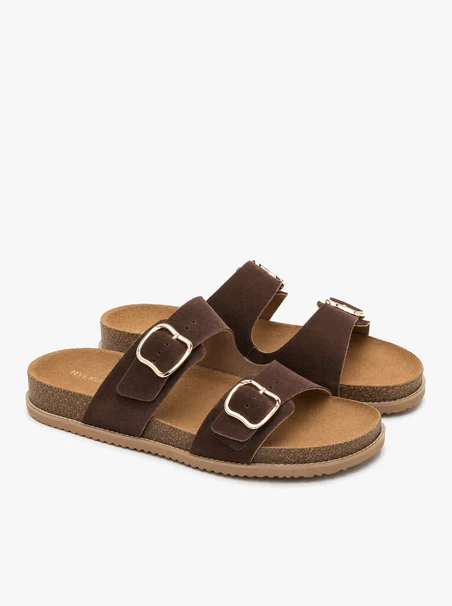 Kastanienbraune Flip-Flops mit zwei Riemen