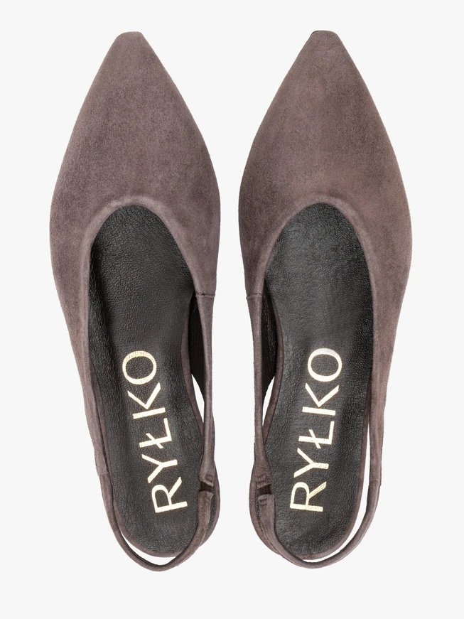 Dunkelbraune Pumps mit Slingback-Riemchen und spitzer Zehenpartie
