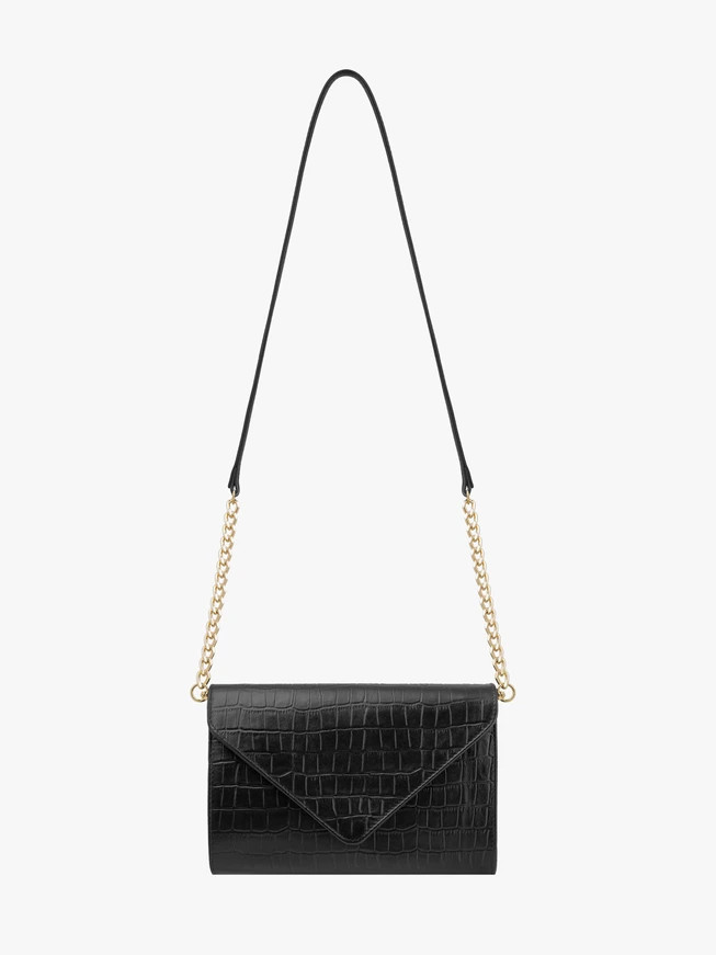 Schwarze Handtasche in Krokodilleder-Optik