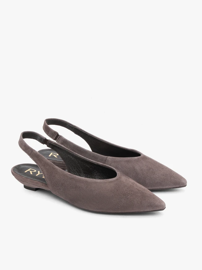 Dunkelbraune Pumps mit Slingback und spitzer Zehenpartie