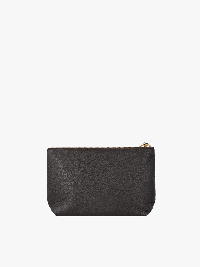 Dunkelbraune Kosmetiktasche aus Glattleder