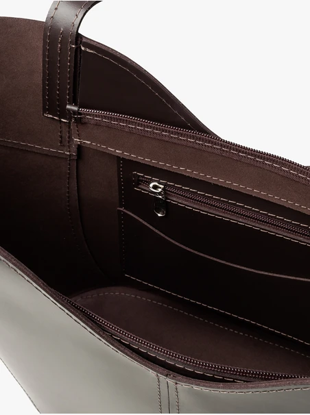 Dunkelbraune A4-Shopper-Tasche aus Leder