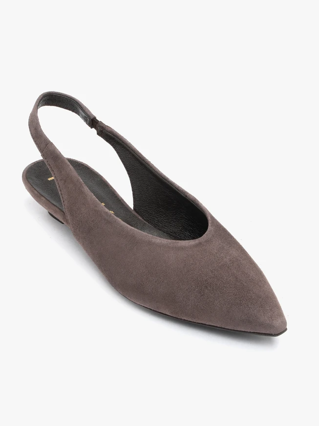 Dunkelbraune Pumps mit Slingback und spitzer Zehenpartie