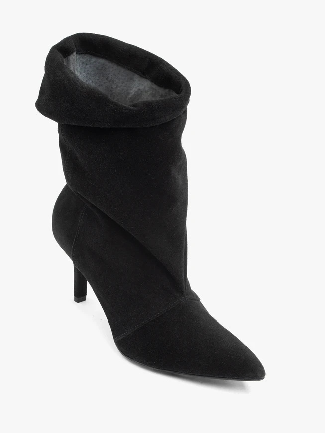 Schwarze Bowler-Stiefel mit hohem Stiletto
