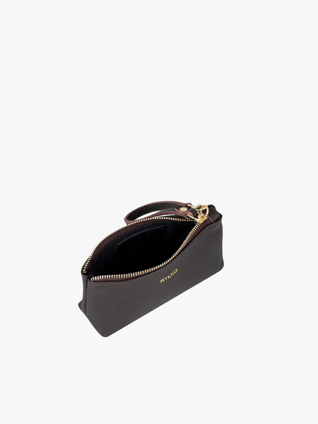 Braune Kosmetiktasche aus Glattleder