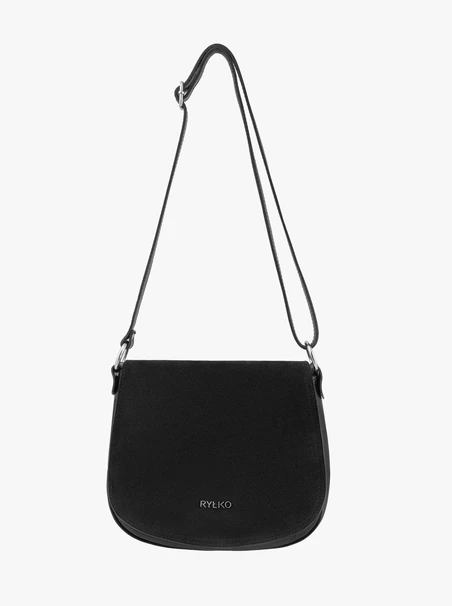 Handtasche aus schwarzem Leder und Velours