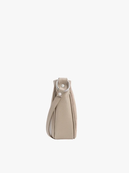 Beigefarbene Handtasche aus Leder und Velours