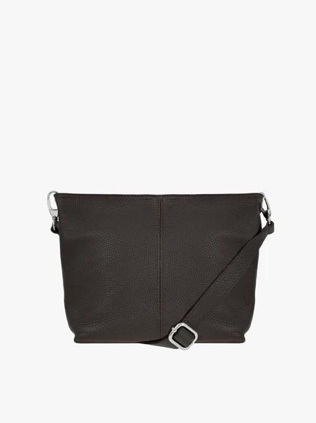 Handtasche aus dunkelbraunem Vollnarbenleder