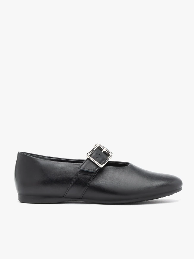 Schwarze Mary Jane Ballerinas mit Schnallenverzierung
