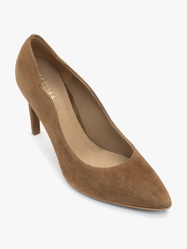 Stiletto-Pumps aus braunem Leder