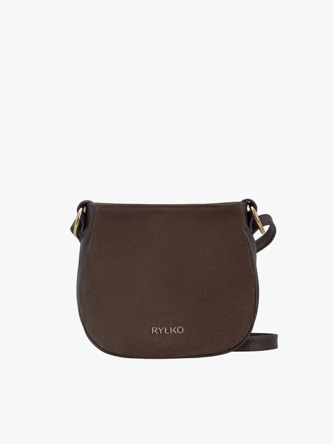 Handtasche aus braunem Leder und Velours