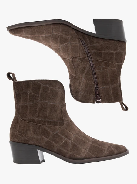 Braune Stiefel mit Krokodilledermuster