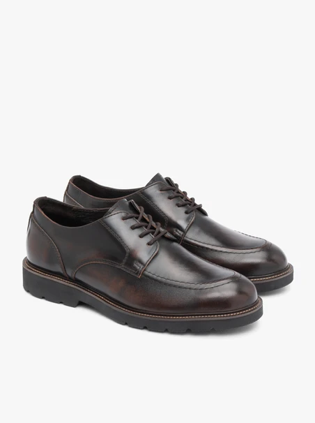Dunkelbraune Lederhalbschuhe