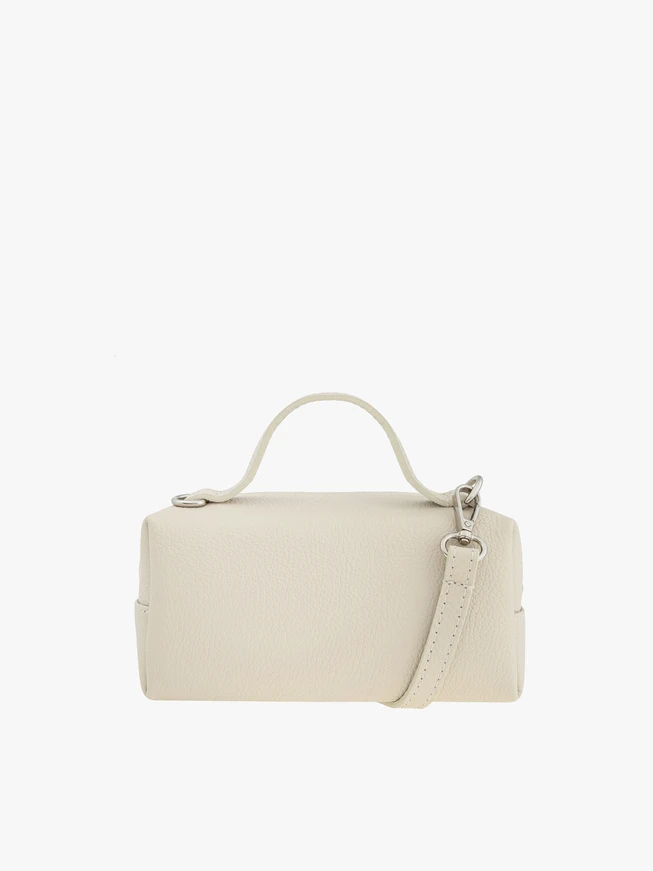 Cremefarbene kleine Lederhandtasche