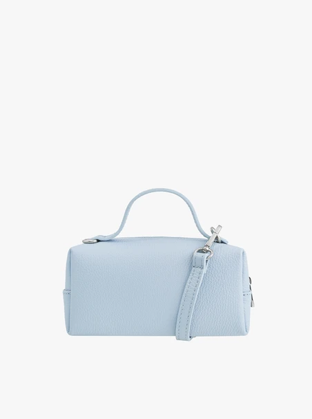 Kleine blaue Lederhandtasche