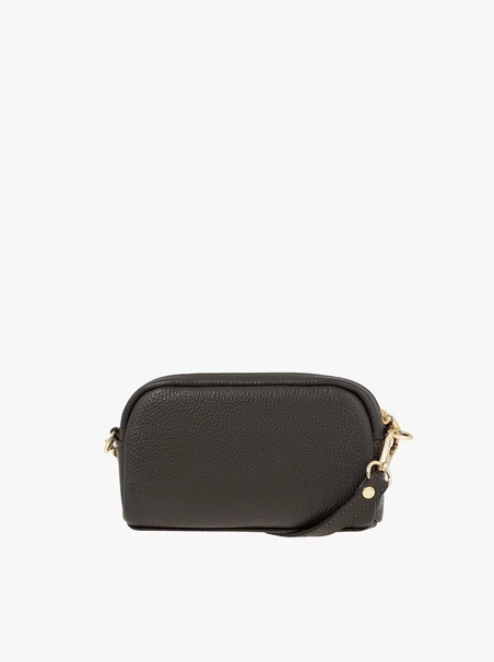 Kleine braune Handtasche aus genarbtem Leder und Velours