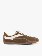 Dunkelbeige Sporthalbschuhe mit weißen Elementen