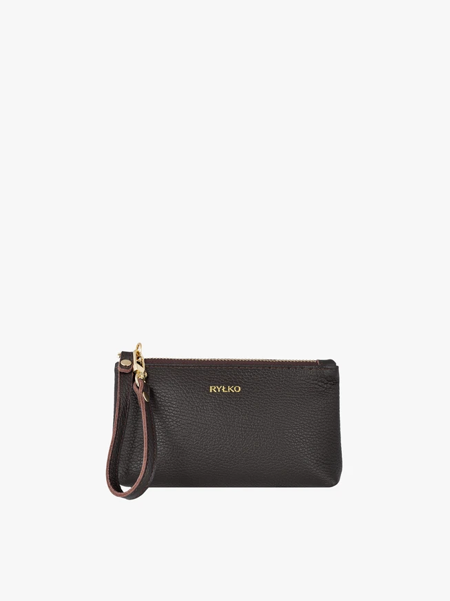 Braune Kosmetiktasche aus Glattleder