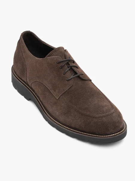 Halbschuhe aus dunkelbraunem Veloursleder