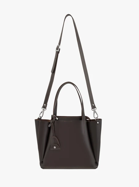 Dunkelbraune A4-Lederhandtasche