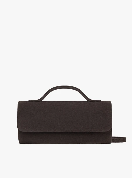 Dunkelbraune Handtasche aus Veloursleder