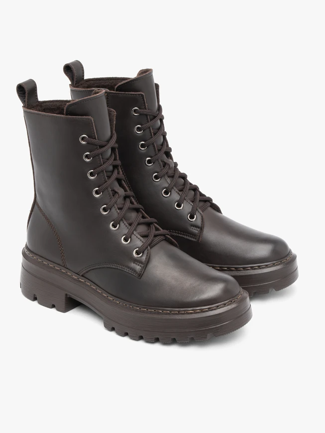 Dunkelbraune Wanderschuhe aus Glattleder