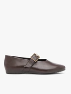 Dunkelbraune Riemchen-Ballerinas