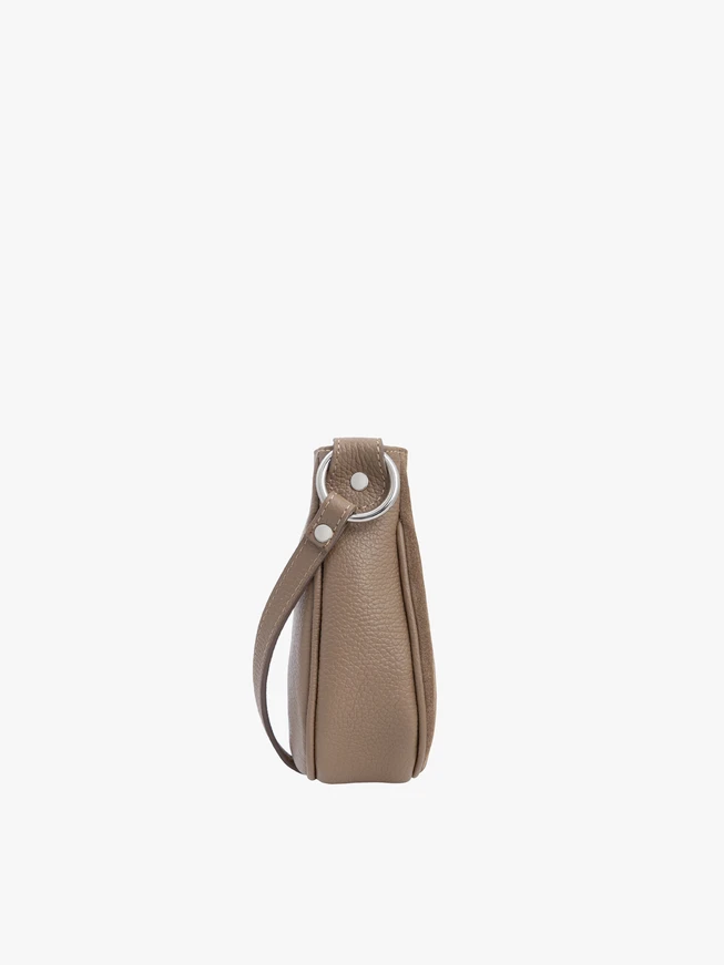 Handtasche aus dunkelbeigem Leder und Velours